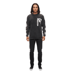 RE:COVERED X Studio Canal Halloween Herren Langarm-Shirt mit Vintage-Print Baumwoll-Longsleeve Pullover RCSTC116 verwaschenes Schwarz