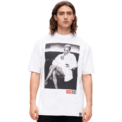 RE:COVERED X Studio Canal Herren T-Shirt BASIC INSTINCT Baumwoll-Shirt mit großem Print Rundhals-Shirt RCSTC113 Weiß