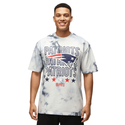 RE:COVERED X NFL Herren T-Shirt mit New England Patriots Print Baumwoll-Shirt Rundhals-Shirt RCNFL1382 Blau