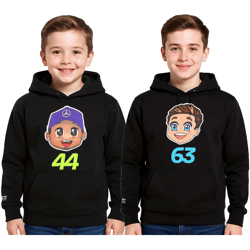 Mercedes-Benz AMG Petronas F1 Kinder Hoodie Mädchen und Jungen Kapuzen-Sweatshirt Formel 1 70122713 George Russel oder Lewis Hamilton Schw