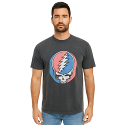 RE:COVERED X Grateful Dead Herren T-Shirt mit großem Bandlogo Baumwoll-Shirt Kurzarm-Shirt RCWBROS169 Grau