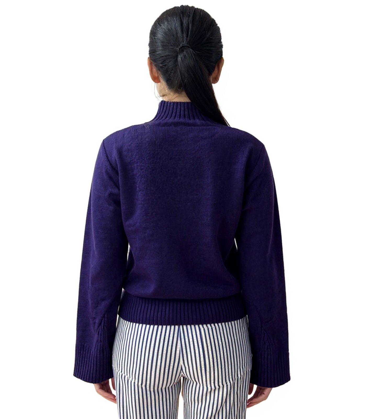 Women's Sweatshirt, Knit Sweater with Trumpet Sleeves, Summer Sweater, Long-Sleeve Shirt 920021 Purple