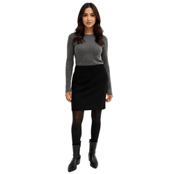 Damen Mini-Rock warmer Woll-Rock mit Fischgrätmuster Große Größen 956298 Schwarz