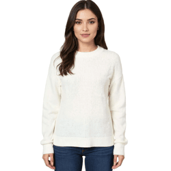 Damen Strick-Pullover mit Rundhals-Ausschnitt Alltags-Pullover Sweater 934030 Weiß