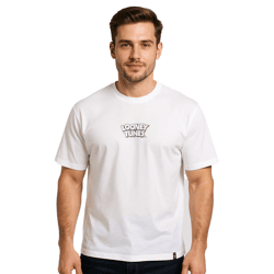 RE:COVERED X LOONEY TUNES Herren T-Shirt mit Print Baumwoll-Shirt Rundhals-Shirt RCWARN548 Weiß