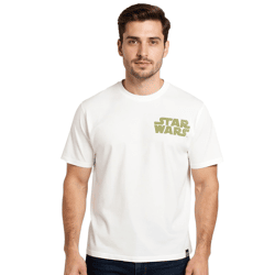RE:COVERED X STAR WARS Herren T-Shirt mit Rücken-Print Baumwoll-Shirt Kurzarm-Shirt RCDIF2045 Ecru-Weiß
