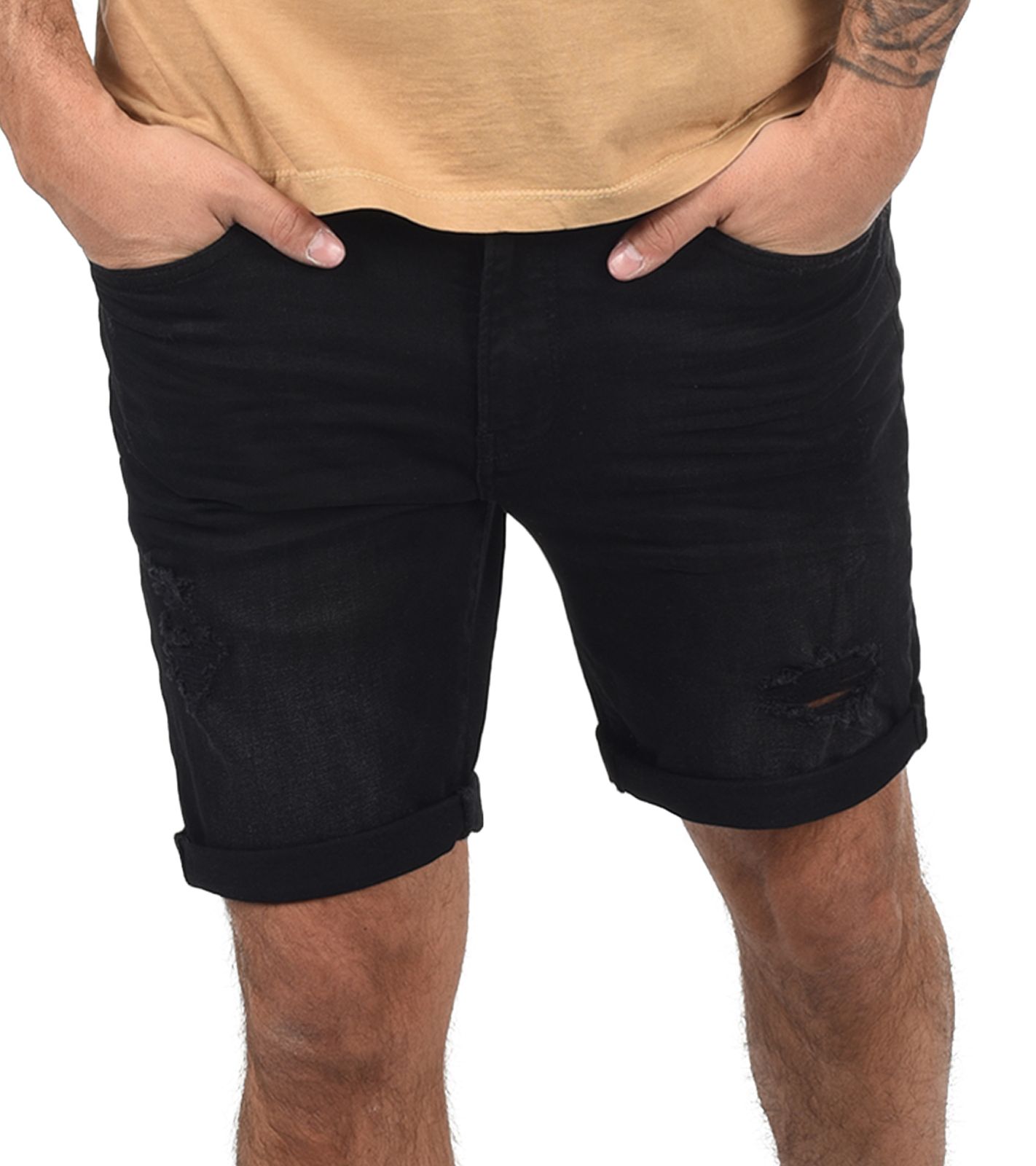 !SOLID Herren Freizeit-Bermuda Denim-Hose Baumwoll-Shorts kurze Hose 21104062 797002 Schwarz