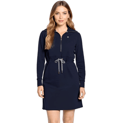DELMAO Damen Mini-Kleid Sweat-Kleid langärmliges Baumwoll-Kleid 24305512 Blau