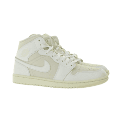 NIKE Air Jordan 1 Mid Damen Sneaker Echtleder Turnschuhe Mid-Top Sneaker BQ6472-201 Weiß/Hellbraun/Beige