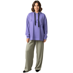 ZEGY Damen Hoodie Kapuzen-Pullover mit Vögel-Verzierungen Baumwoll-Pullover Sweater 1074 Violett