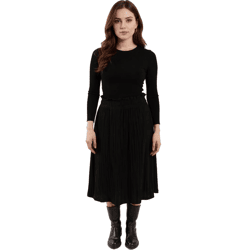 ZEGY Damen Falten-Rock schlichter Sommer-Rock Midi-Rock 1053 Schwarz