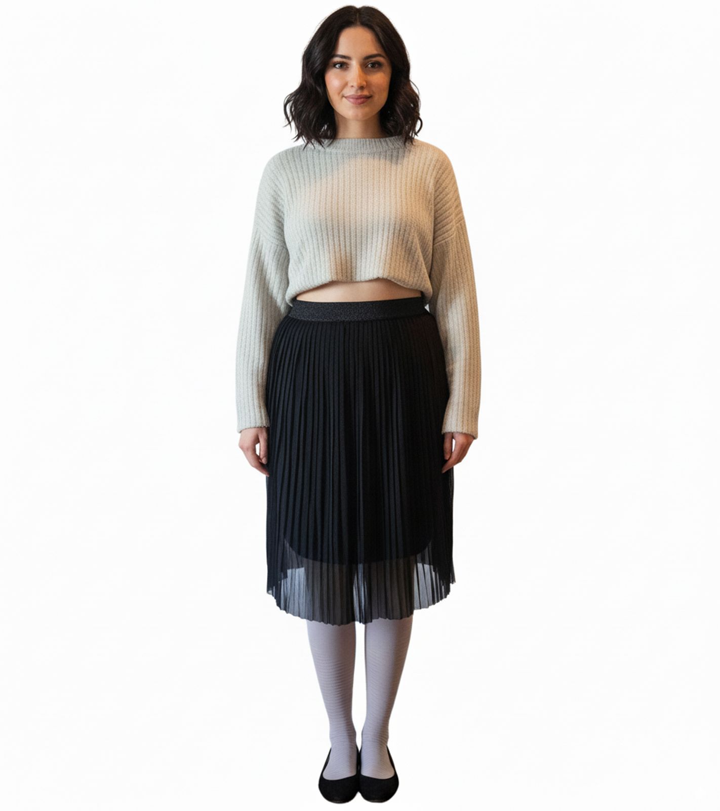 ZEGY Damen Plissee-Rock schlichter Sommer-Rock Midi-Rock 1052 Schwarz