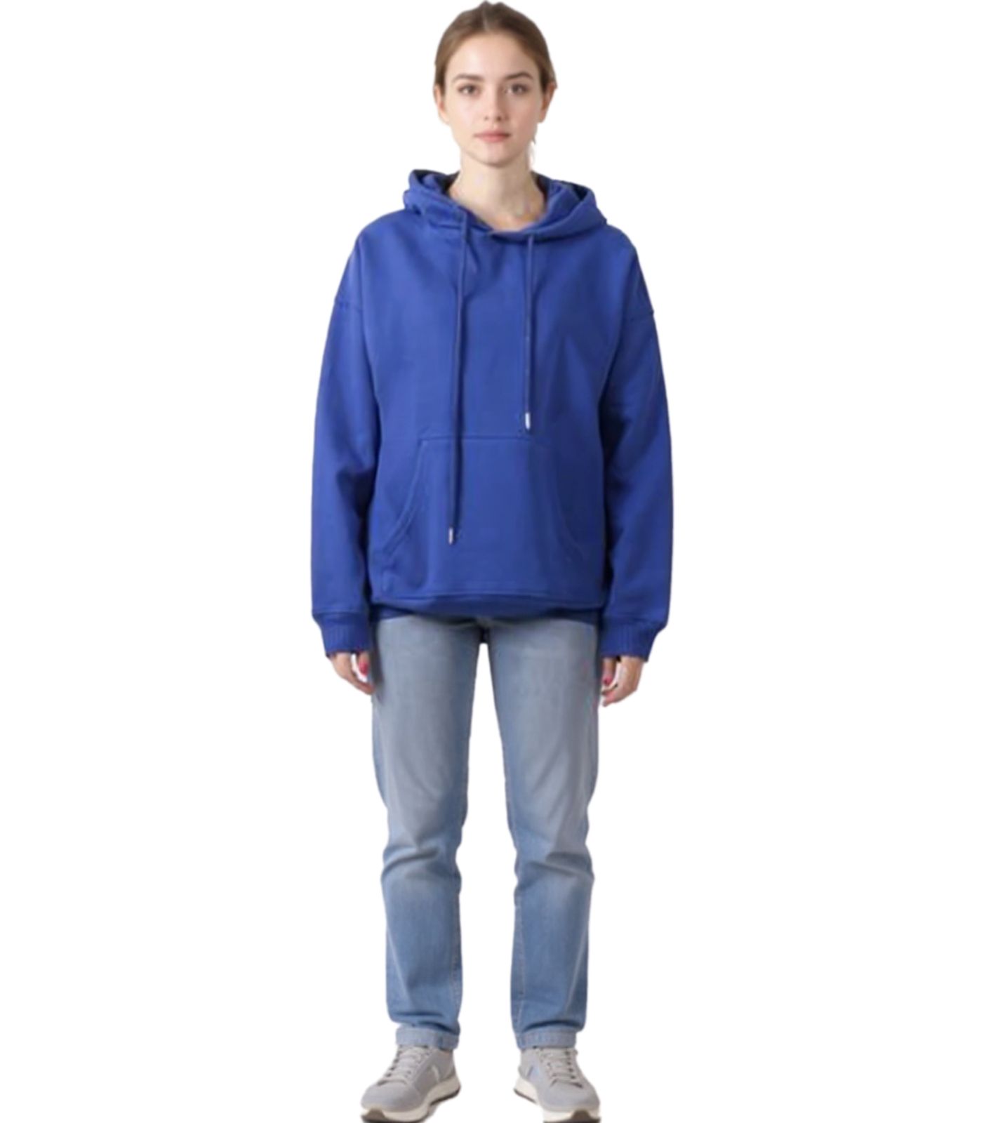 ZEGY Damen Hoodie schlichter Kapuzen-Pullover mit K&auml;ngurutasche Sweater 1077 Royal-Blau