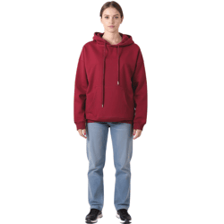 ZEGY Damen Hoodie schlichter Kapuzen-Pullover mit Kängurutasche Sweater 1077 Bordeaux-Rot