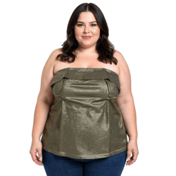 Damen auffälliges Bandeau Sommer-Top Festival-Shirt 956209 Gold