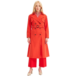 Damen Mantel im Trenchcoat-Stil mit abnehmbaren Ärmeln Business-Jacke 903663 Rot