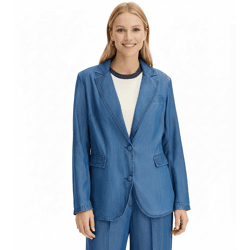 eleganter Lyocell-Blazer für Damen bequemer Ausgeh-Blazer Business-Blazer 931800 Blau
