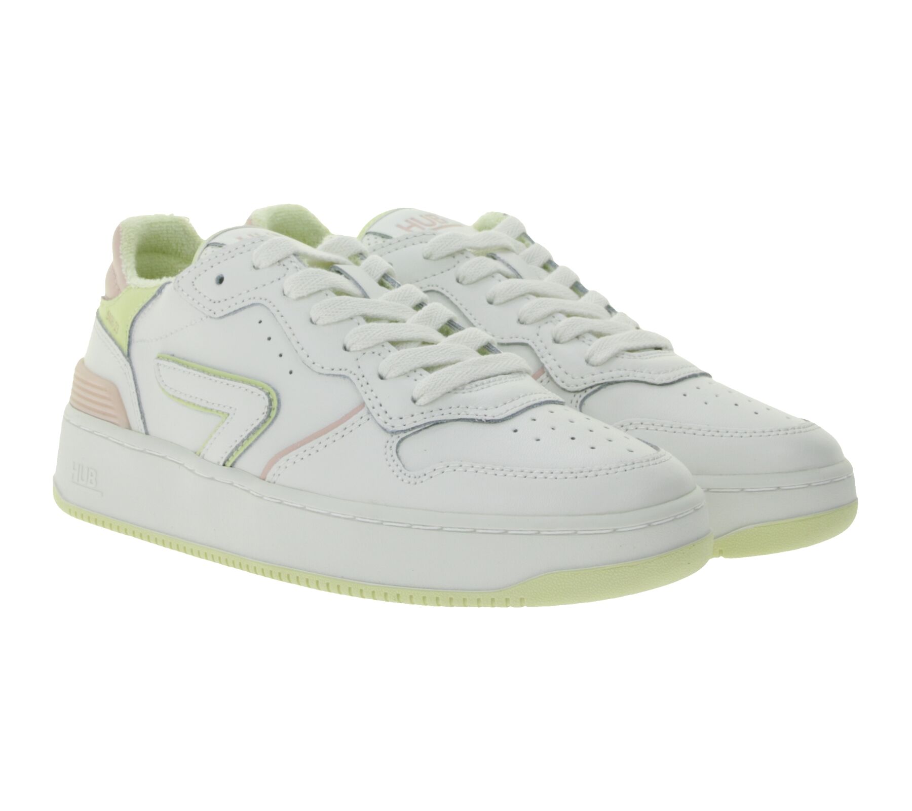 HUB Smash L31 Damen Sneaker mit Terry-F&uuml;tterung Echtleder-Schuhe W5008L31-L10-A21 Wei&szlig;/Rosa