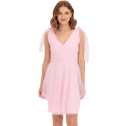 stylisches Mini-Kleid aus zartem Tüll mit Schleifen-Details Netz-Kleid 915092 Rosa
