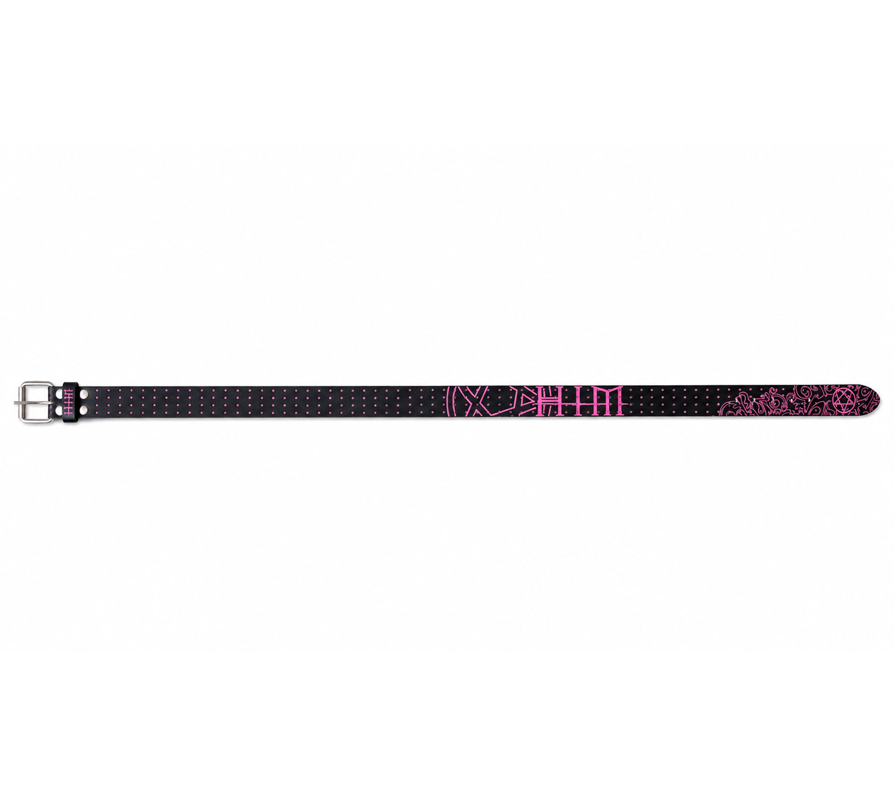 HIM G&uuml;rtel Echtleder-G&uuml;rtel mit Band-Schriftzug stylischer Freizeit-G&uuml;rtel L&auml;nge 110cm Schwarz/Lila 