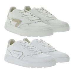 HUB Duke Damen Sneaker mit Terry-Fütterung Echtleder-Schuhe W50008L31-L10 in Weiß/Beige oder Weiß/Grau