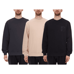 STONES Men's Cotton Sweater: Timeless Basic Sweatshirt, Long-Sleeve Shirt, 400 gsm, in Dark Gray, Black, or Beige