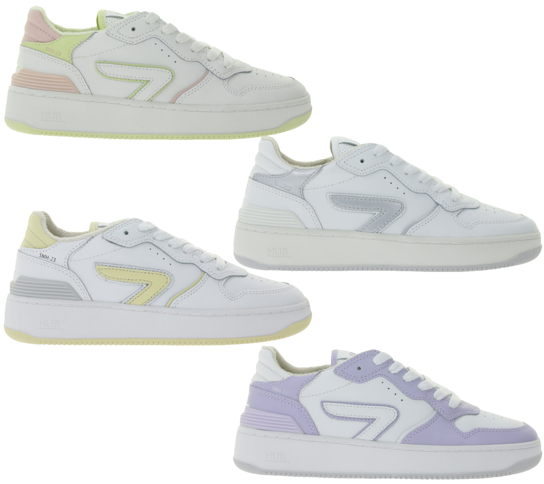 HUB Smash L31 Damen Sneaker mit Terry-F&uuml;tterung Echtleder-Schuhe Turn-Schuhe W5008L31-L10 Wei&szlig;