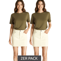 2er Sparpack AjC Damen Mini-Rock im Cord-Stil Freizeit-Rock 96844353 Creme-Weiß