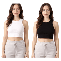ZEGY Damen Crop-Top Tank-Top geripptes Baumwoll-Shirt ärmellos 1085 Schwarz oder Weiß