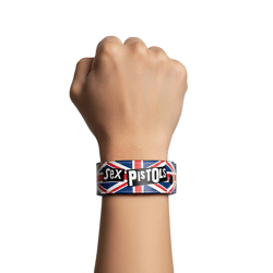 Sex Pistols Punkband Armband mit Logo Schriftzug stylischer Fan-Artikel Arm-Schmuck Blau/Rot/Weiß