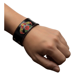 Guns N' Roses Hard-Rock Band Armband mit Logo-Schriftzug Fan-Artikel Leder-Armband Schwarz