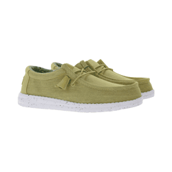 HEY DUDE Wally Washed Canvas Damen Schlupf-Schuhe im Mokassin-Style mit Wechselfußbett 40296-267 Sand-Beige