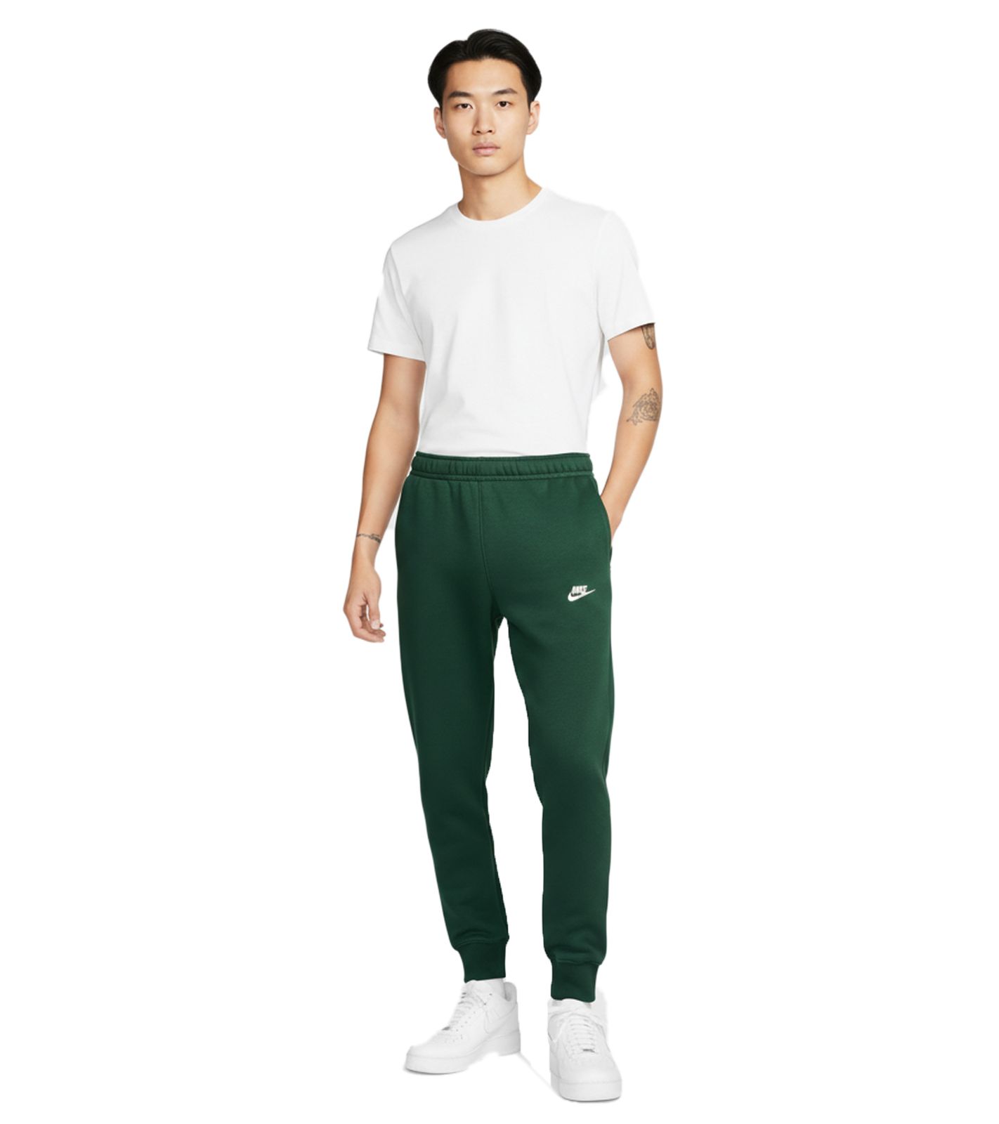NIKE M NSW CLUB JGGR BB Herren Fleece-Hose Baumwoll-Jogging-Hose mit Taschen BV2671 323 Gr&uuml;n