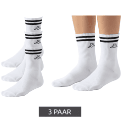 3 Paar Kappa Tennis-Socken Baumwoll-Strümpfe mit Markendruck Alltags-Socken 371E7JW A00 Weiß