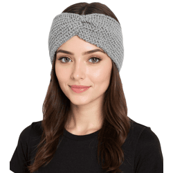 ZWILLINGSHERZ Strick-Stirnband Stirnband mit Wolle Kopfbedeckung Grobstrick Winter-Stirnband Accessoire 8007 Hellgrau