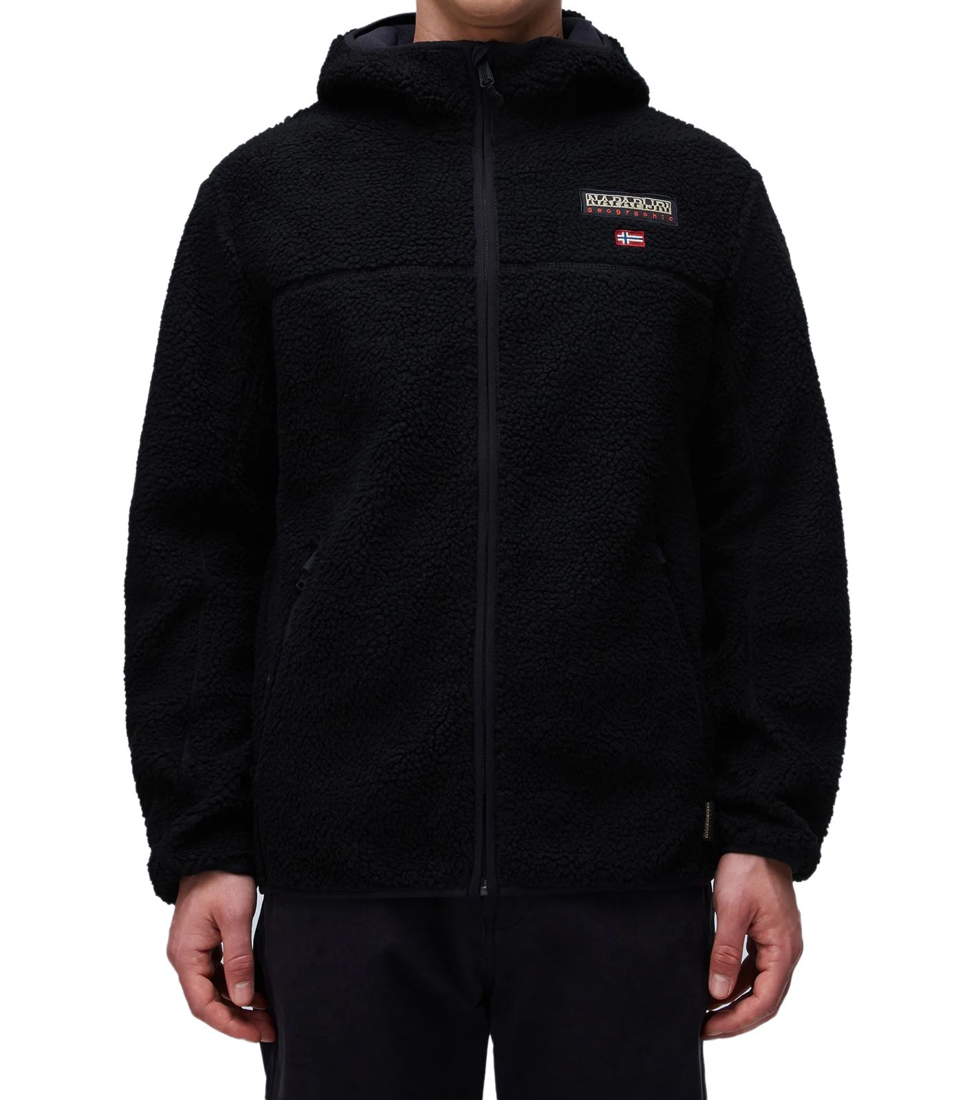 NAPAPIJRI T-Tynik FZH Herren Fleece-Jacke nachhaltige Sweat-Jacke mit seitlichen Eingriffstaschen Fleecejacke NP0A4IA80411 Schwarz