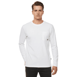 11 PROJECT Emilio Herren Longsleeve Basic-Shirt mit Rundhals-Ausschnitt Baumwoll-Shirt 21300996ME 110601 Weiß