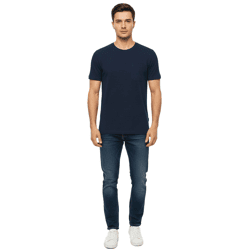 11 PROJECT Otto Herren Baumwoll-Shirt T-Shirt schlichtes Sommer-Shirt mit Brusttasche 20716238 ME 194024 Blau