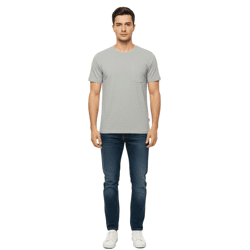 11 PROJECT Otto Herren Baumwoll-Shirt T-Shirt schlichtes Sommer-Shirt mit Brusttasche 20716238 ME 200274 Grau 