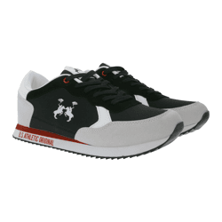 U.S ATHLETIC Speed Run Herren Sport-Sneaker in Canvas-Wildlederoptik Schnür-Schuhe Turnschuhe Schwarz/Grau/Weiß