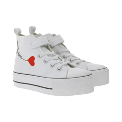 BRITISH KNIGHTS Kaya Mid Kinder Mid-Top Canvas-Sneaker mit dekorativer Herz-Stickerei & Love-Print Schnür-Schuhe Teenager Mädchen B49-371
