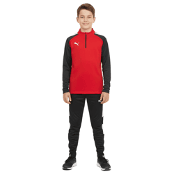 PUMA Teamliga 1/4 Zip Top Kids' Sweatshirt—Sustainable Training Shirt with dryCELL Sport Shirt 657237 01 Red