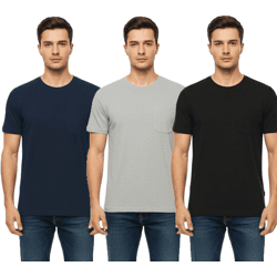 11 PROJECT Otto Men's Cotton Shirt, Plain Summer T-Shirt with Chest Pocket 20716238 ME Black, Blue, or Gray
