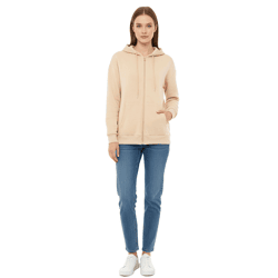 ZWILLINGSHERZ Women's Hooded Sweatshirt Jacket with Zipper and Pockets 46094-29 Beige