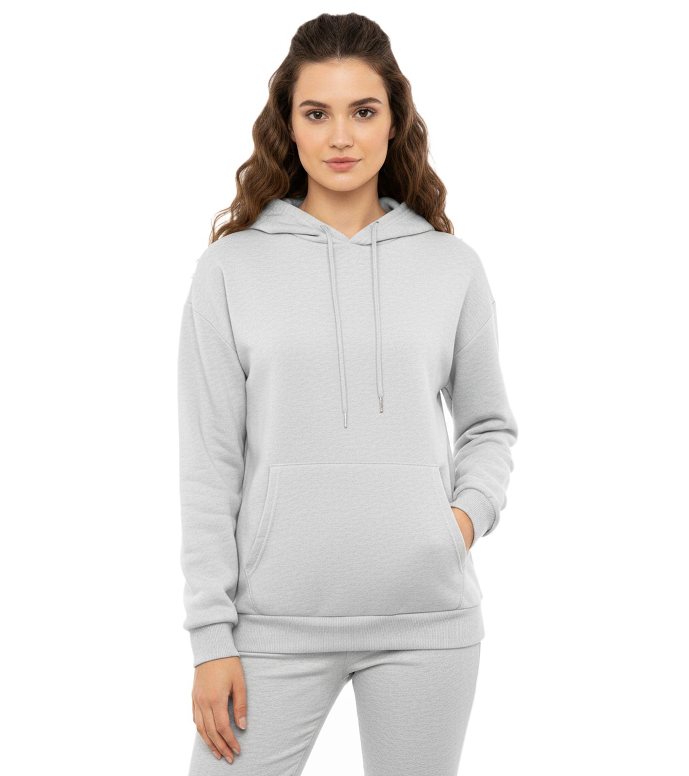 ZWILLINGSHERZ Hoodie Damen Sweat-Pullover Kapuzenpullover mit Tasche 46093-25 Grau