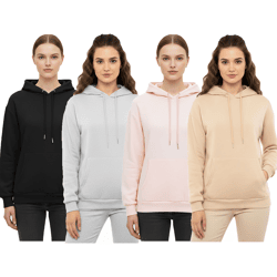 ZWILLINGSHERZ Hoodie Damen Sweat-Pullover Kapuzenpullover mit Tasche 46093 Rosa, Grau, Beige oder Schwarz