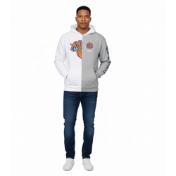 Hollister X NBA New York Knicks Herren Hoodie mit Team-Logo-Aufdruck Baumwoll-Pullover 322-221-1590-105 Grau/weiß