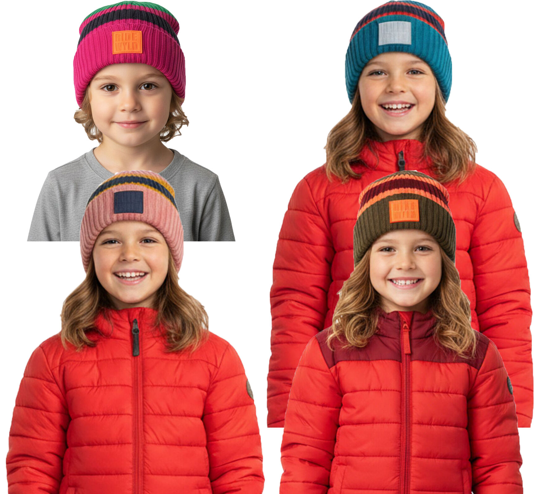 Ziener Kinder M&uuml;tzen Beanies Indri M&uuml;tze mit Streifen und Umschlag Strick-M&uuml;tze Blau, Pink, Braun oder Blau