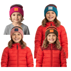 Ziener Kinder Mützen Beanies Indri Mütze mit Streifen und Umschlag Strick-Mütze Blau, Pink, Braun oder Blau