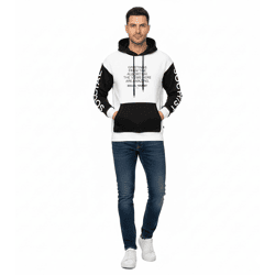 Hollister X Social Tourist Herren Hoodie mit Kapuze Baumwoll-Pullover Oversized 365-352-0001-101 Weiß/Schwarz
